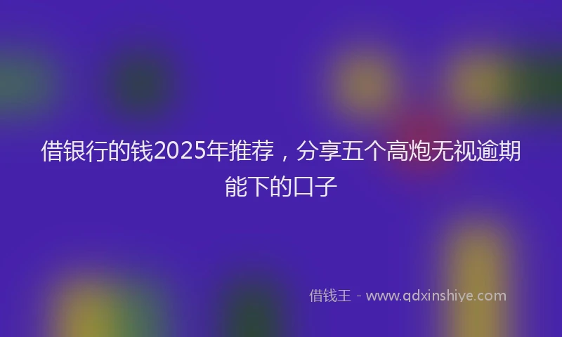借银行的钱2025年推荐，分享五个高炮无视逾期能下的口子