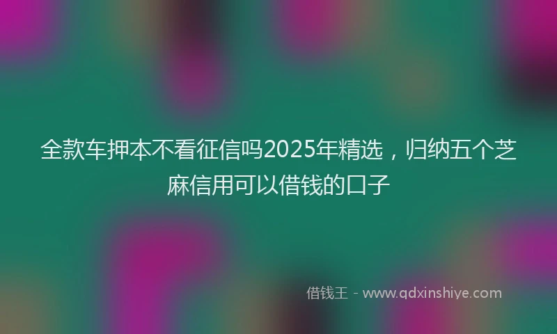 全款车押本不看征信吗2025年精选，归纳五个芝麻信用可以借钱的口子