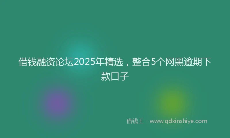 借钱融资论坛2025年精选，整合5个网黑逾期下款口子