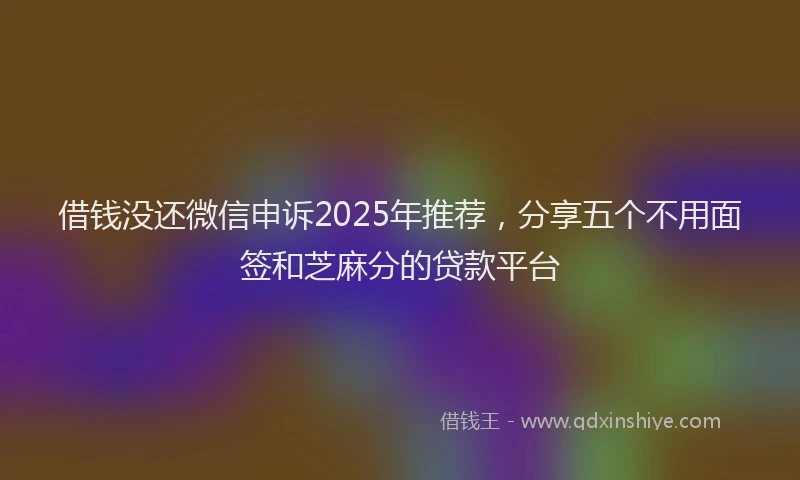 借钱没还微信申诉2025年推荐，分享五个不用面签和芝麻分的贷款平台