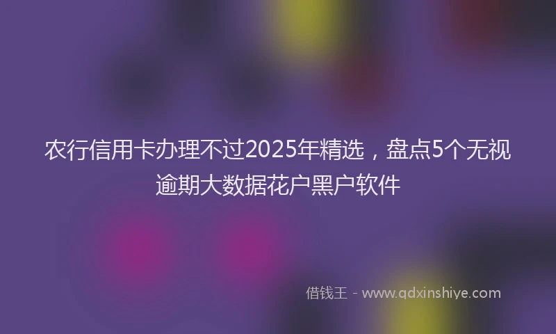 农行信用卡办理不过2025年精选，盘点5个无视逾期大数据花户黑户软件