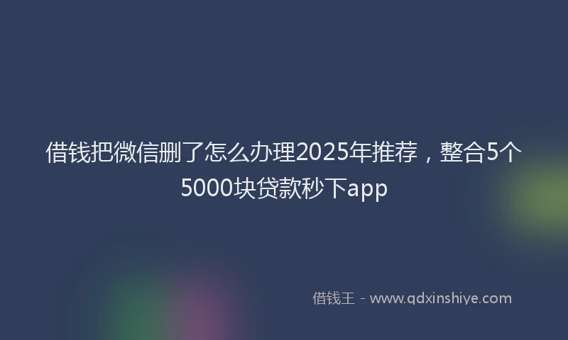 借钱把微信删了怎么办理2025年推荐，整合5个5000块贷款秒下app
