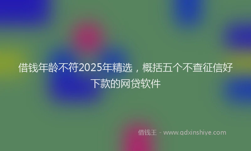 借钱年龄不符2025年精选，概括五个不查征信好下款的网贷软件