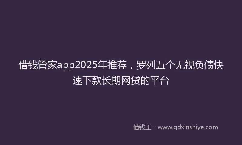借钱管家app2025年推荐，罗列五个无视负债快速下款长期网贷的平台