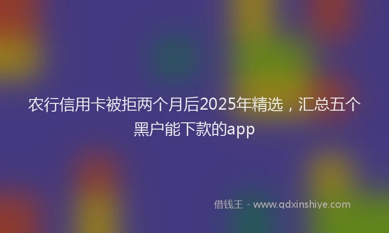 农行信用卡被拒两个月后2025年精选，汇总五个黑户能下款的app