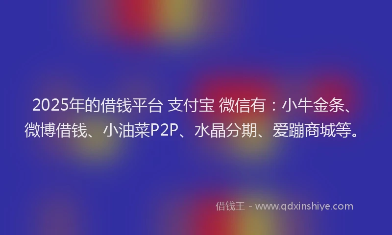 2025年的借钱平台 支付宝 微信有：小牛金条、微博借钱、小油菜P2P、水晶分期、爱蹦商城等。