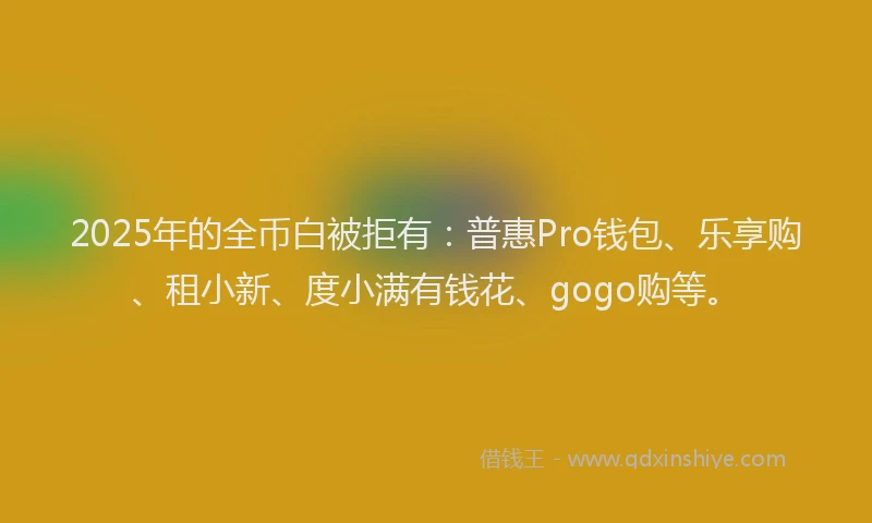 2025年的全币白被拒有：普惠Pro钱包、乐享购、租小新、度小满有钱花、gogo购等。