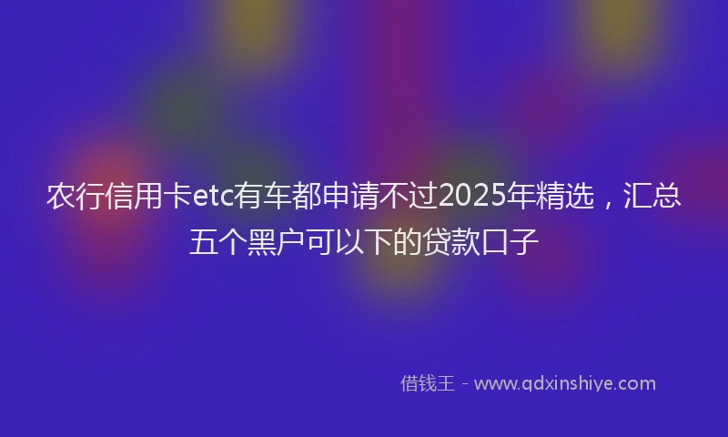 农行信用卡etc有车都申请不过2025年精选，汇总五个黑户可以下的贷款口子