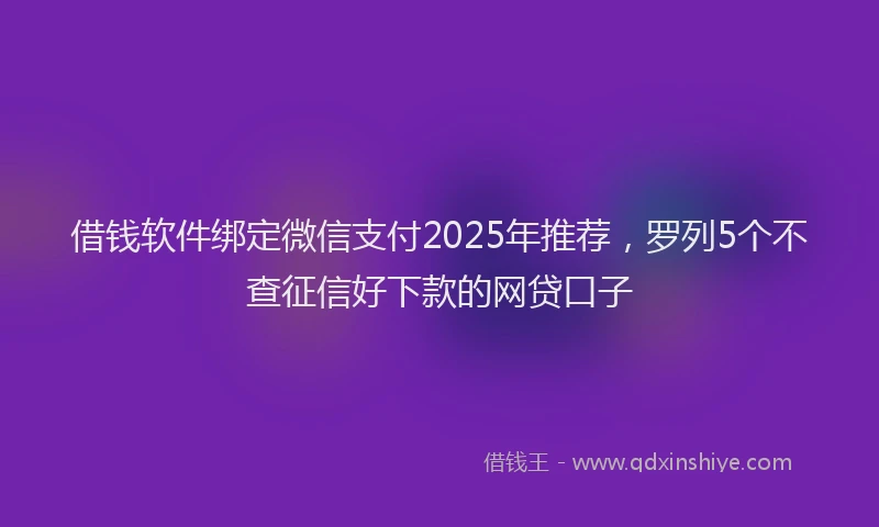 借钱软件绑定微信支付2025年推荐，罗列5个不查征信好下款的网贷口子