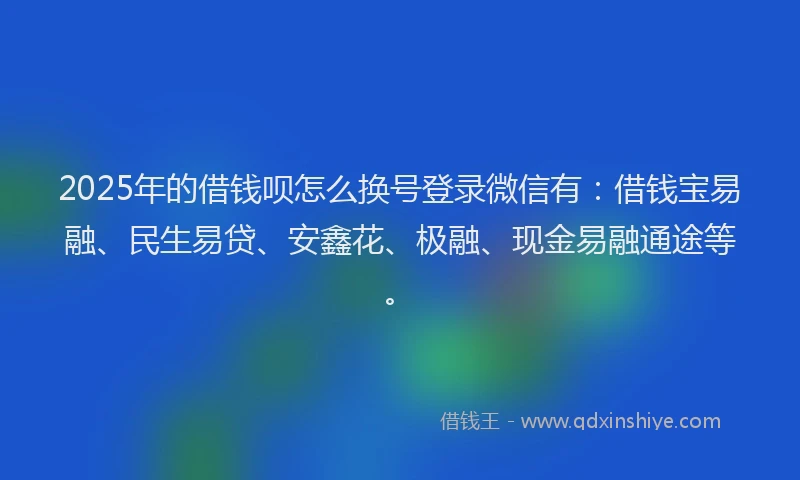 2025年的借钱呗怎么换号登录微信有：借钱宝易融、民生易贷、安鑫花、极融、现金易融通途等。
