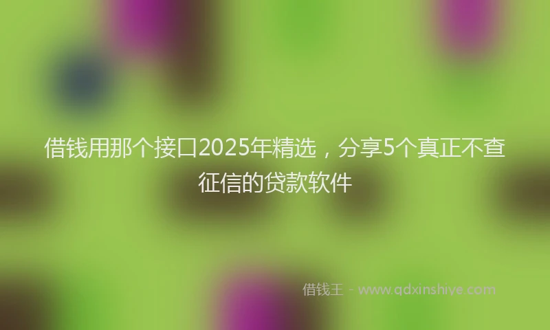 借钱用那个接口2025年精选，分享5个真正不查征信的贷款软件