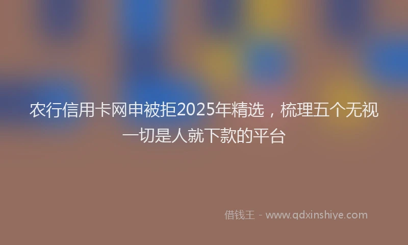 农行信用卡网申被拒2025年精选，梳理五个无视一切是人就下款的平台
