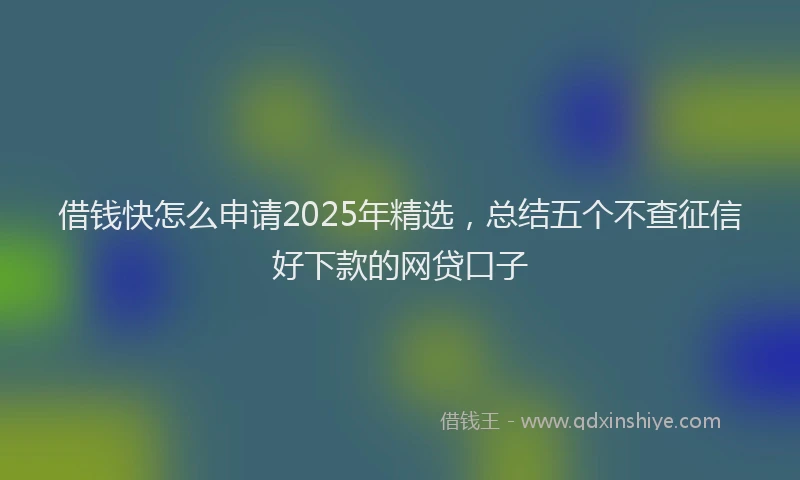 借钱快怎么申请2025年精选，总结五个不查征信好下款的网贷口子