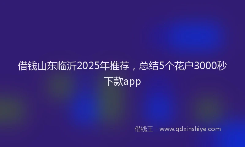借钱山东临沂2025年推荐，总结5个花户3000秒下款app