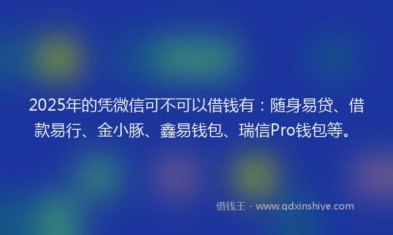 2025年的凭微信可不可以借钱有：随身易贷、借款易行、金小豚、鑫易钱包、瑞信Pro钱包等。