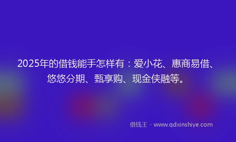 2025年的借钱能手怎样有：爱小花、惠商易借、悠悠分期、甄享购、现金侠融等。