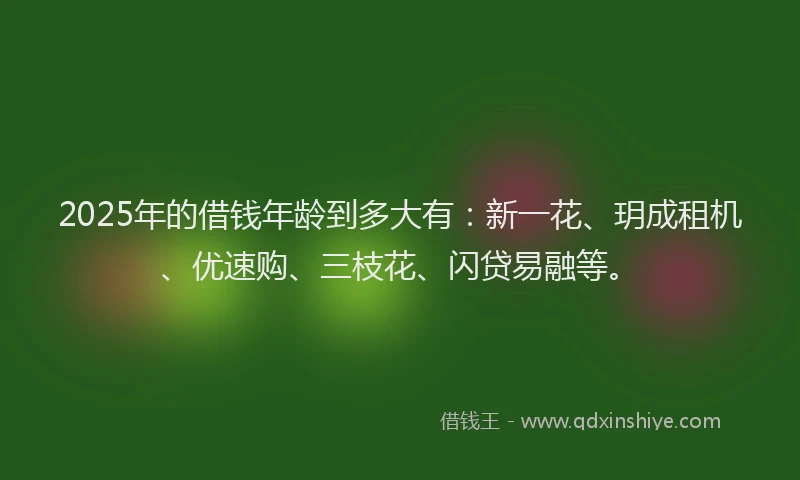 2025年的借钱年龄到多大有：新一花、玥成租机、优速购、三枝花、闪贷易融等。