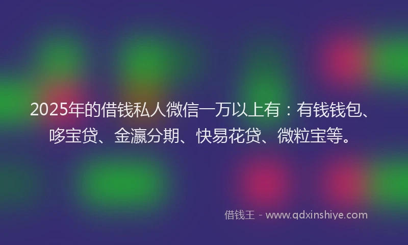 2025年的借钱私人微信一万以上有：有钱钱包、哆宝贷、金瀛分期、快易花贷、微粒宝等。
