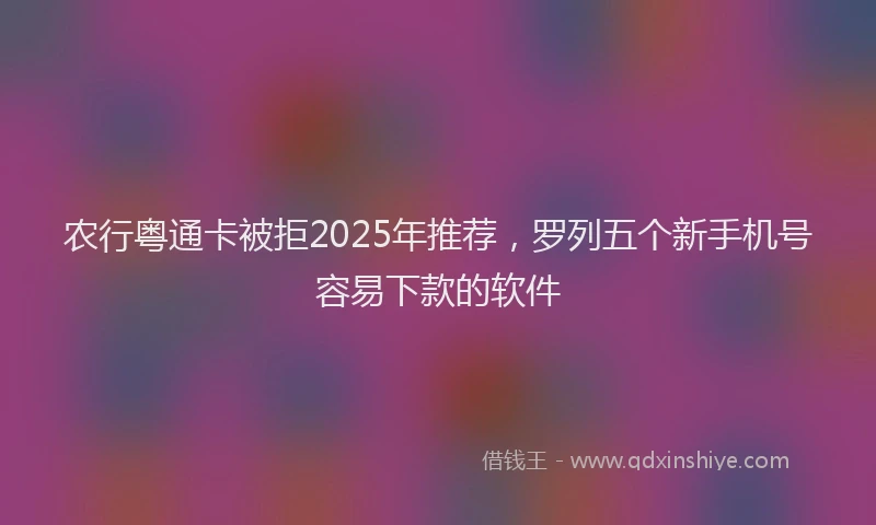 农行粤通卡被拒2025年推荐，罗列五个新手机号容易下款的软件
