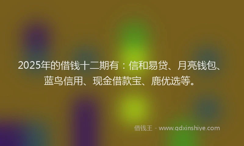 2025年的借钱十二期有：信和易贷、月亮钱包、蓝鸟信用、现金借款宝、鹿优选等。
