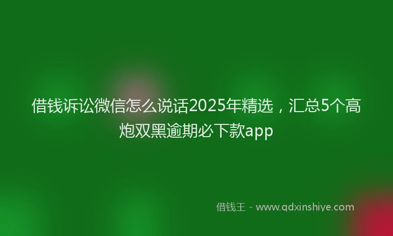 借钱诉讼微信怎么说话2025年精选，汇总5个高炮双黑逾期必下款app