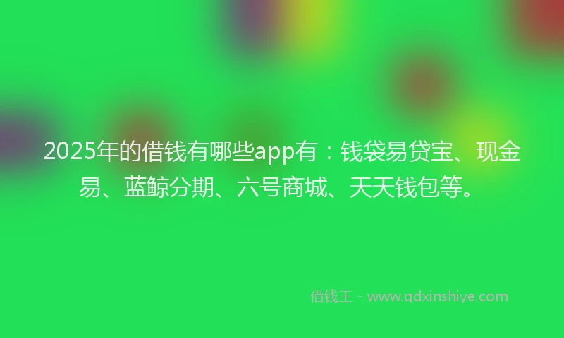 2025年的借钱有哪些app有：钱袋易贷宝、现金易、蓝鲸分期、六号商城、天天钱包等。