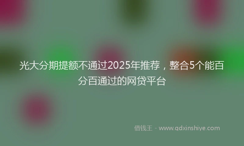 光大分期提额不通过2025年推荐，整合5个能百分百通过的网贷平台
