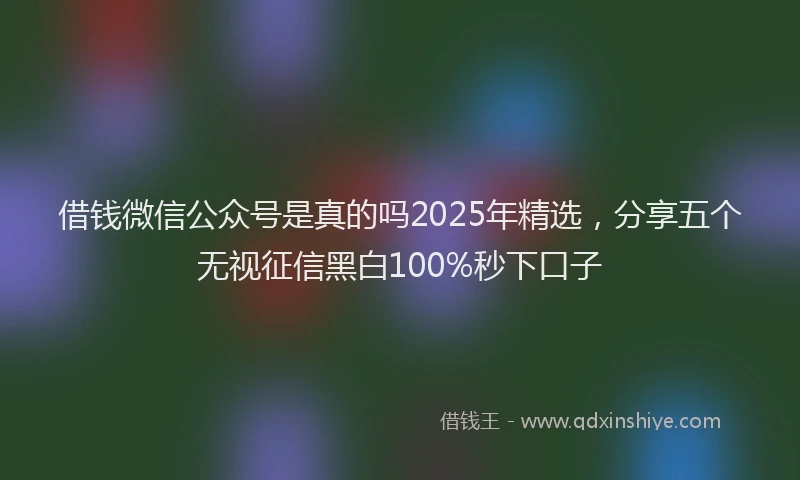 借钱微信公众号是真的吗2025年精选，分享五个无视征信黑白100%秒下口子