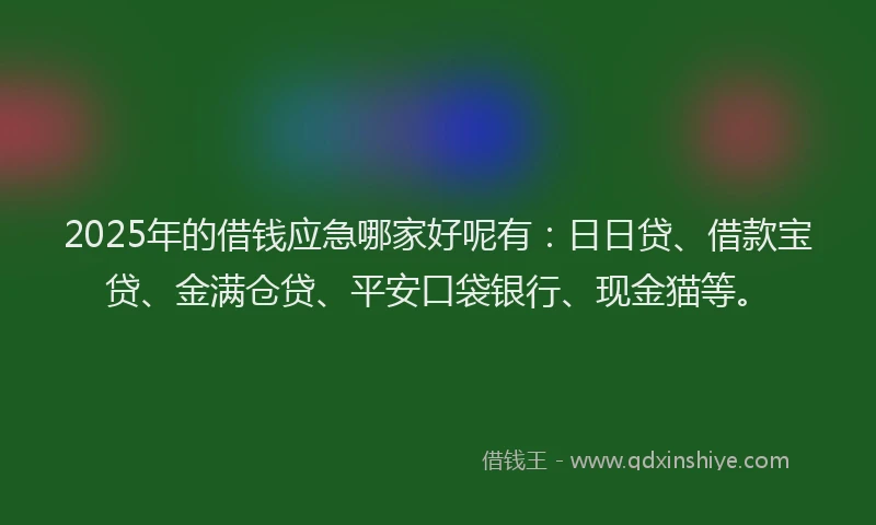 2025年的借钱应急哪家好呢有：日日贷、借款宝贷、金满仓贷、平安口袋银行、现金猫等。