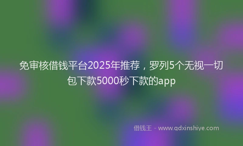 免审核借钱平台2025年推荐，罗列5个无视一切包下款5000秒下款的app