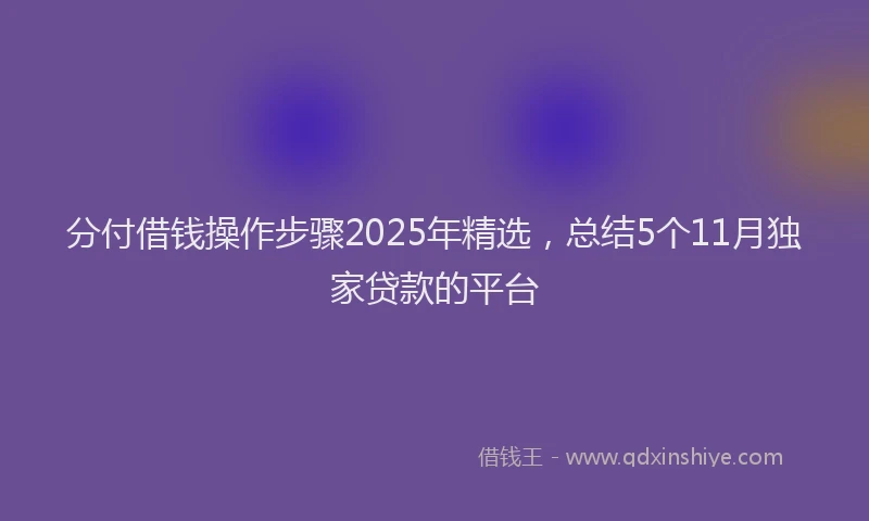 分付借钱操作步骤2025年精选，总结5个11月独家贷款的平台