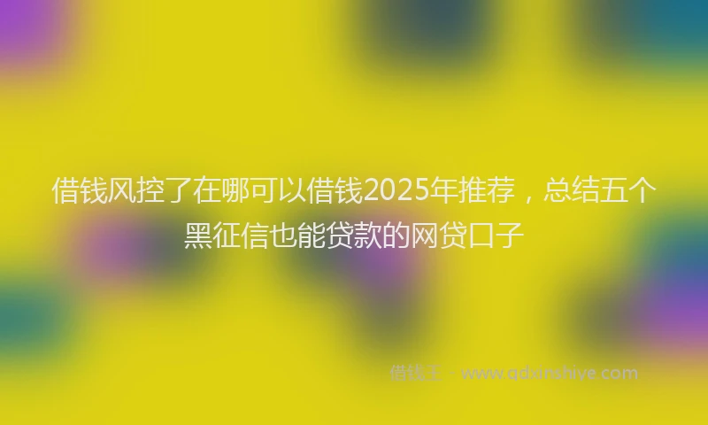 借钱风控了在哪可以借钱2025年推荐，总结五个黑征信也能贷款的网贷口子