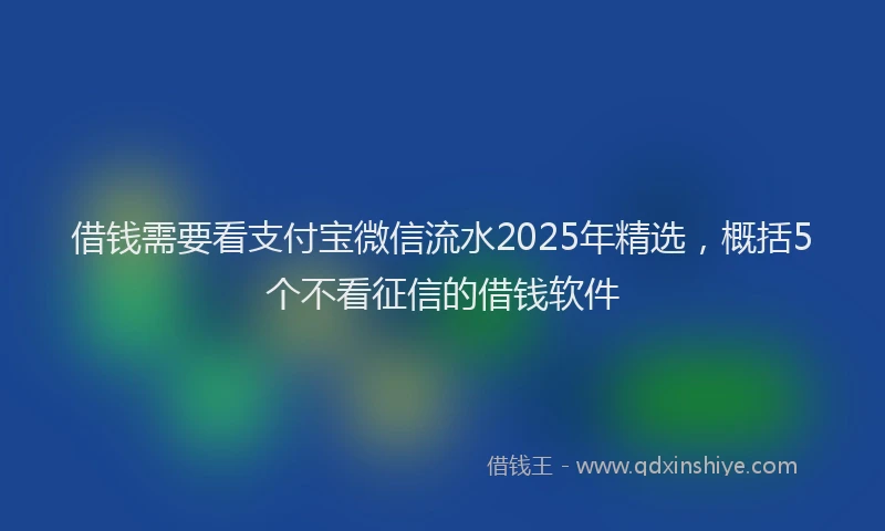 借钱需要看支付宝微信流水2025年精选，概括5个不看征信的借钱软件