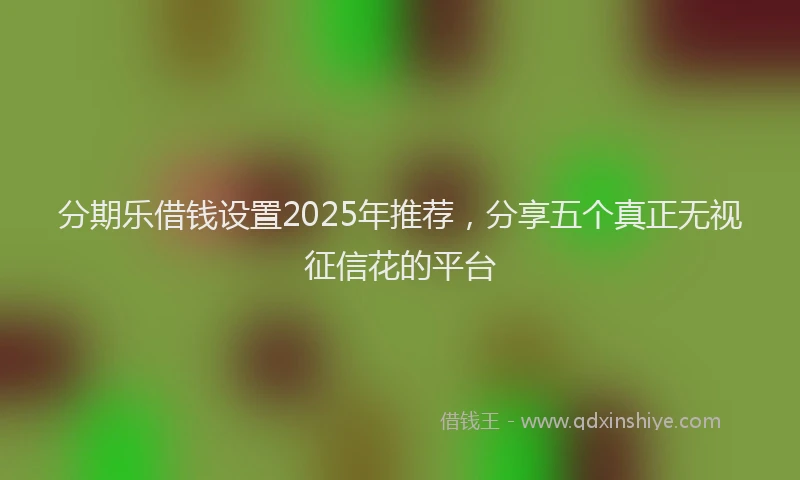 分期乐借钱设置2025年推荐，分享五个真正无视征信花的平台