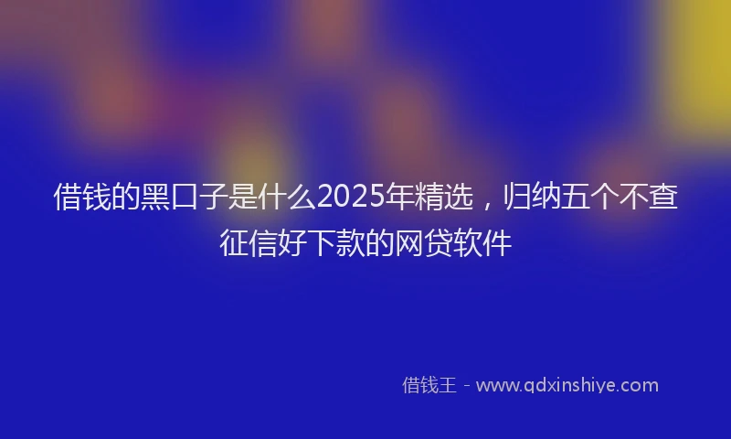 借钱的黑口子是什么2025年精选，归纳五个不查征信好下款的网贷软件