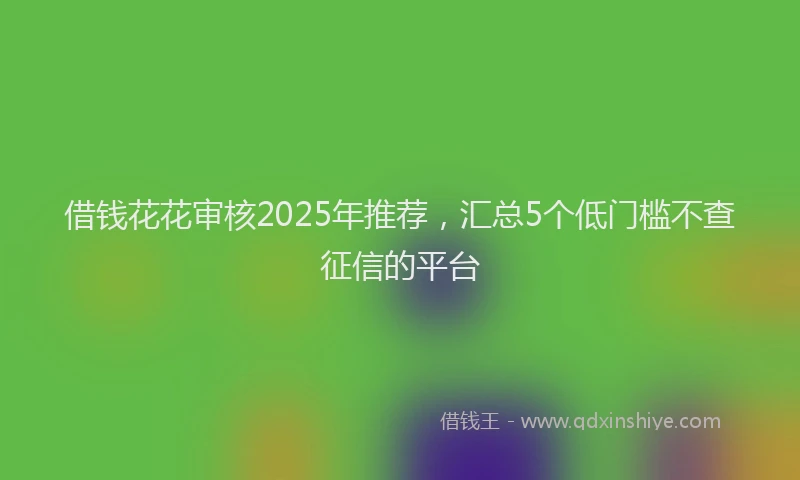 借钱花花审核2025年推荐，汇总5个低门槛不查征信的平台