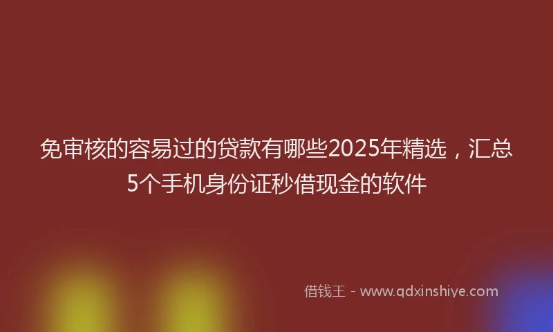 免审核的容易过的贷款有哪些2025年精选，汇总5个手机身份证秒借现金的软件