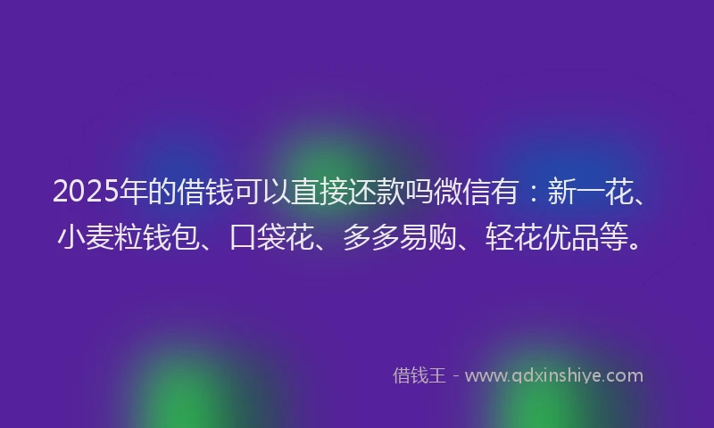 2025年的借钱可以直接还款吗微信有：新一花、小麦粒钱包、口袋花、多多易购、轻花优品等。
