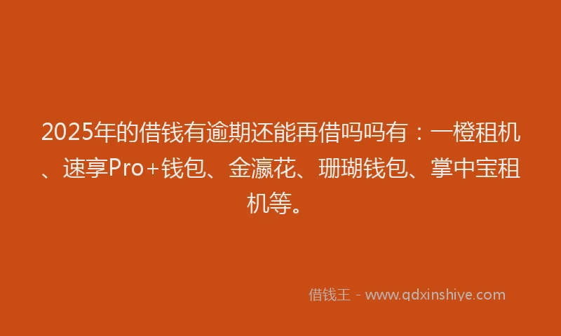 2025年的借钱有逾期还能再借吗吗有：一橙租机、速享Pro+钱包、金瀛花、珊瑚钱包、掌中宝租机等。