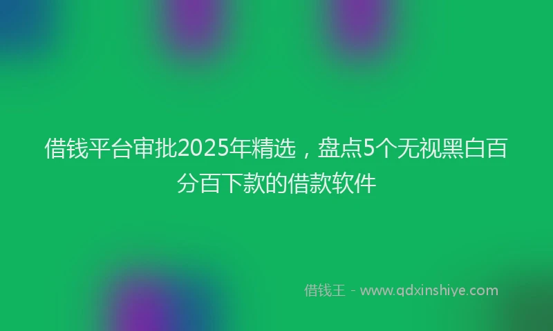 借钱平台审批2025年精选，盘点5个无视黑白百分百下款的借款软件