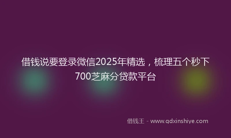 借钱说要登录微信2025年精选，梳理五个秒下700芝麻分贷款平台