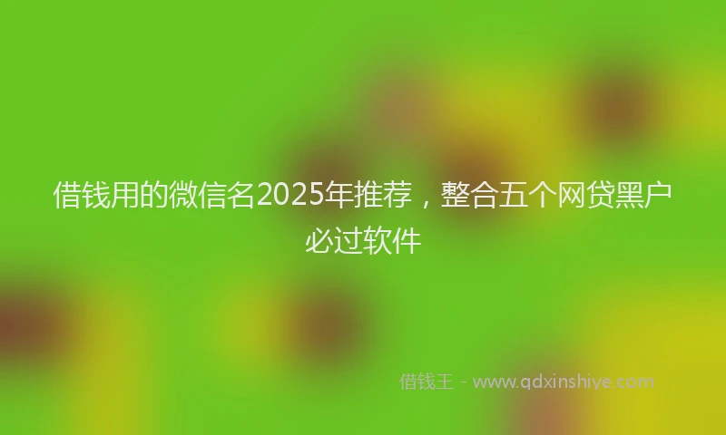 借钱用的微信名2025年推荐，整合五个网贷黑户必过软件
