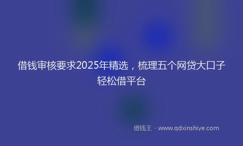 借钱审核要求2025年精选，梳理五个网贷大口子轻松借平台