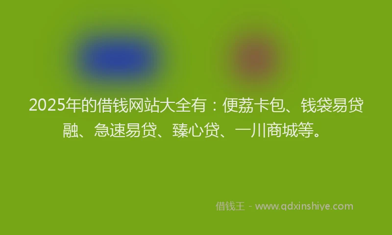 2025年的借钱网站大全有：便荔卡包、钱袋易贷融、急速易贷、臻心贷、一川商城等。