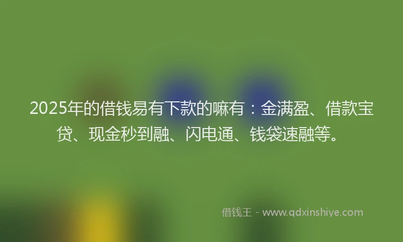2025年的借钱易有下款的嘛有：金满盈、借款宝贷、现金秒到融、闪电通、钱袋速融等。