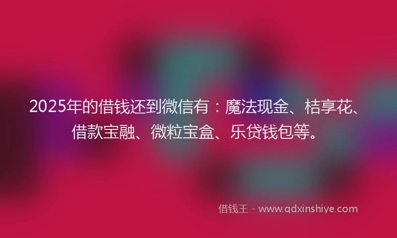 2025年的借钱还到微信有：魔法现金、桔享花、借款宝融、微粒宝盒、乐贷钱包等。