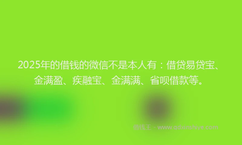 2025年的借钱的微信不是本人有：借贷易贷宝、金满盈、疾融宝、金满满、省呗借款等。