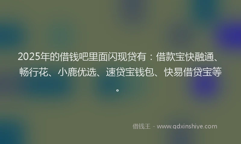 2025年的借钱吧里面闪现贷有：借款宝快融通、畅行花、小鹿优选、速贷宝钱包、快易借贷宝等。