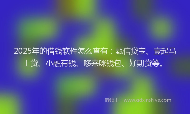 2025年的借钱软件怎么查有：甄信贷宝、壹起马上贷、小融有钱、哆来咪钱包、好期贷等。