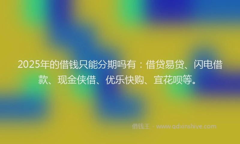 2025年的借钱只能分期吗有：借贷易贷、闪电借款、现金侠借、优乐快购、宜花呗等。